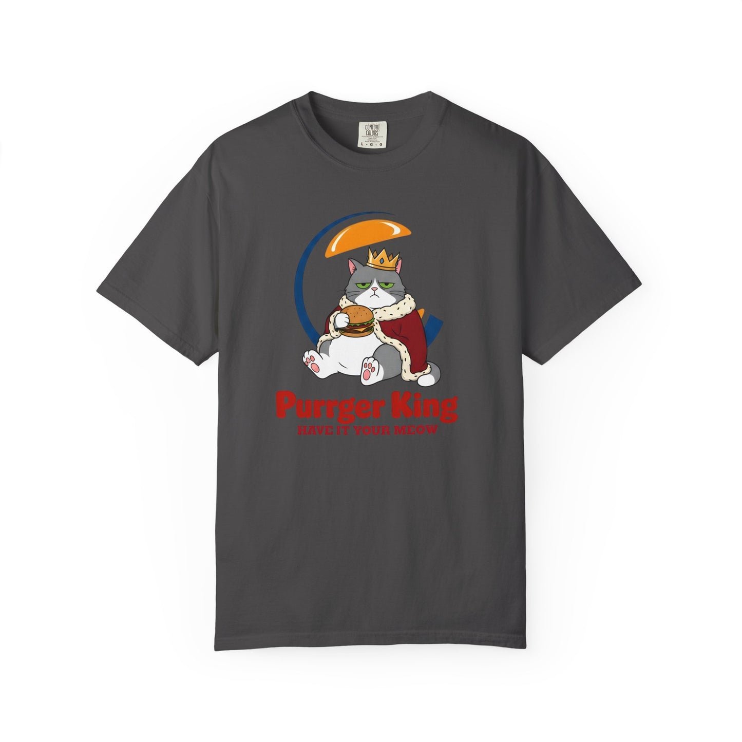 Purrger King Parody T-Shirt  'Have It Your Meow' Cat Royalty Graphic Tee