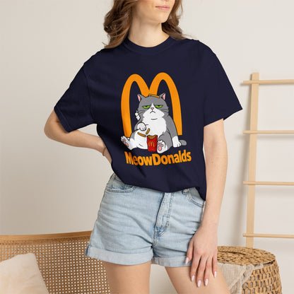 Grumpy Cat Eating Fries T-shirt | Funny Fast Food Parody Tee